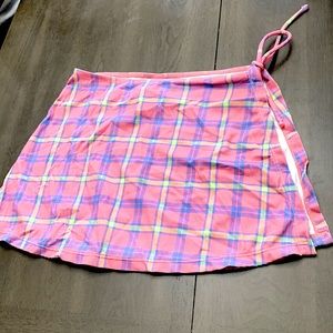 Neon Pink Plaid Skirt